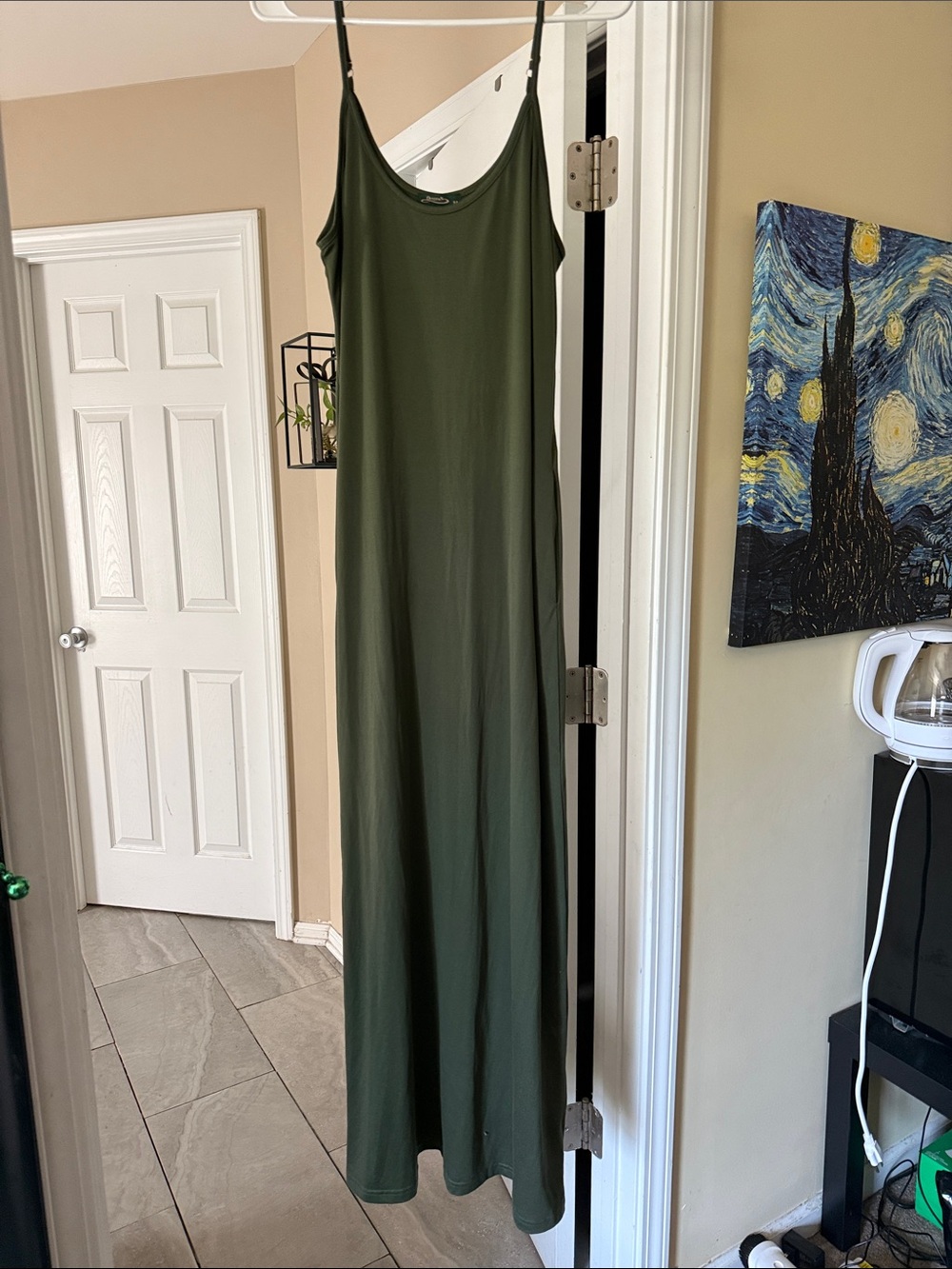 Olive Green Slip Maxi Dress with Adjustable Straps